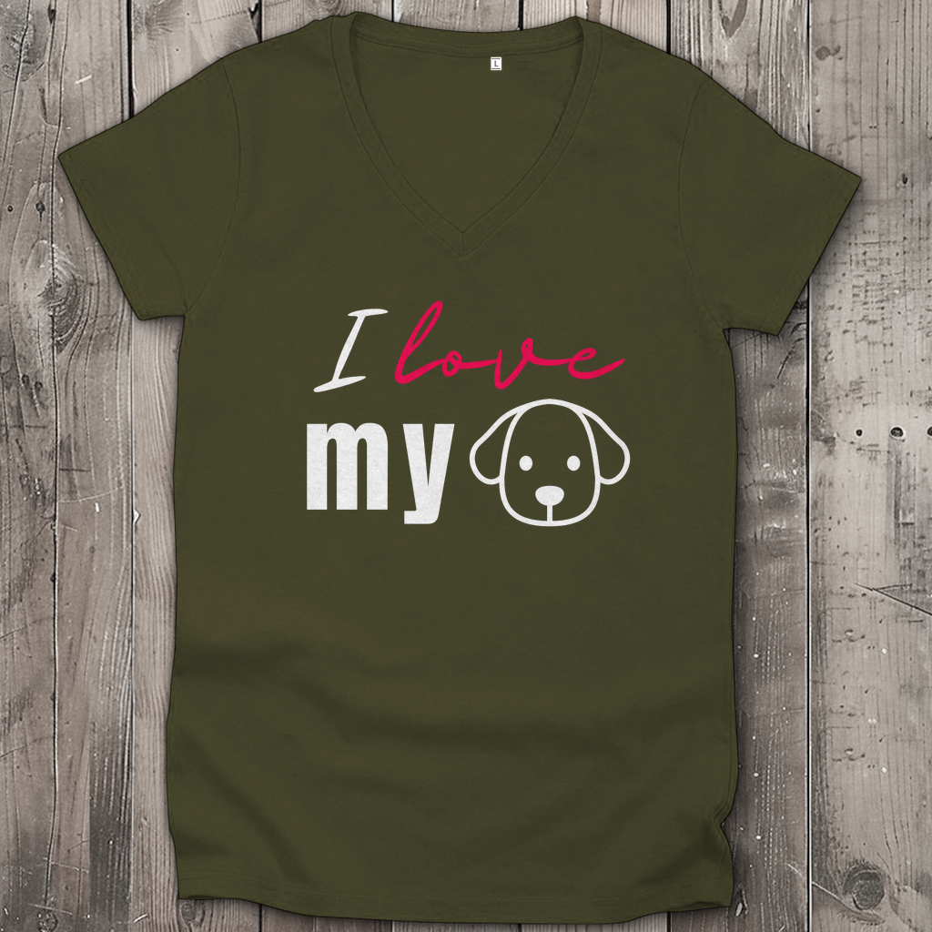 I love my Dog - Damen Premium Bio V-Neck T-Shirt
