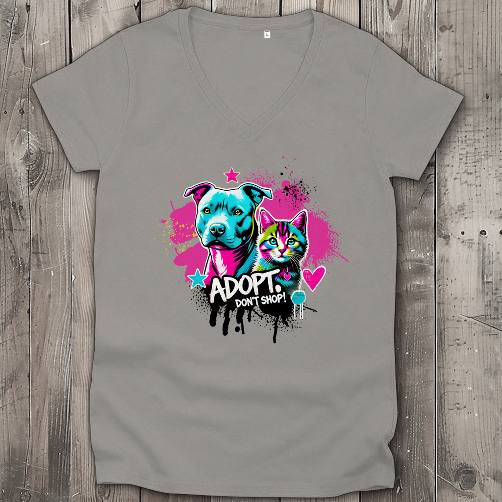 Adopt don't Shop  - Damen Premium Bio V-Neck T-Shirt