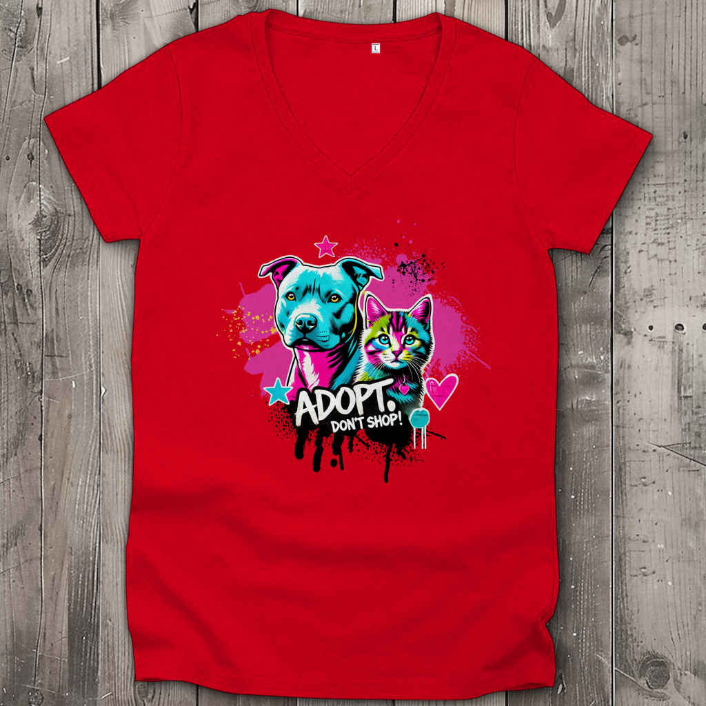 Adopt don't Shop  - Damen Premium Bio V-Neck T-Shirt
