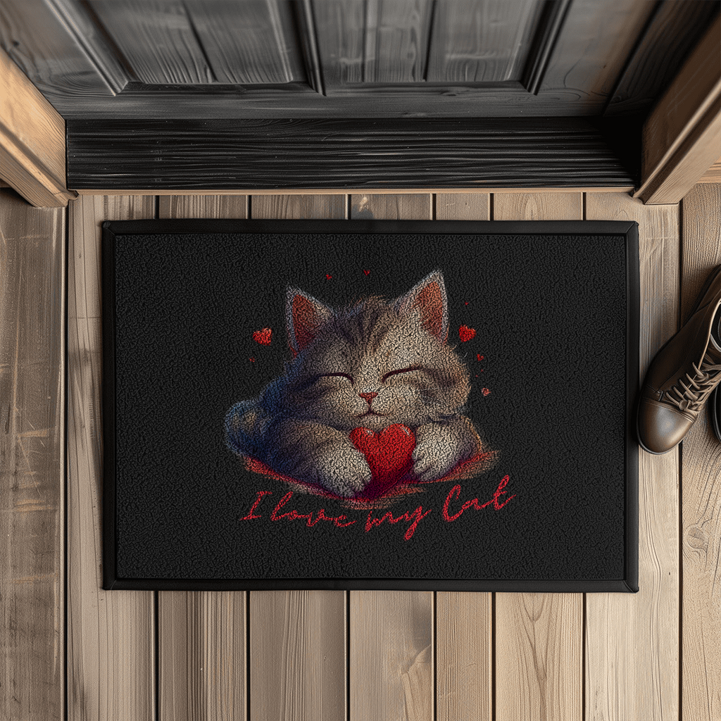 Fußmatte mit Gummirand - I love my Cat - PetArt