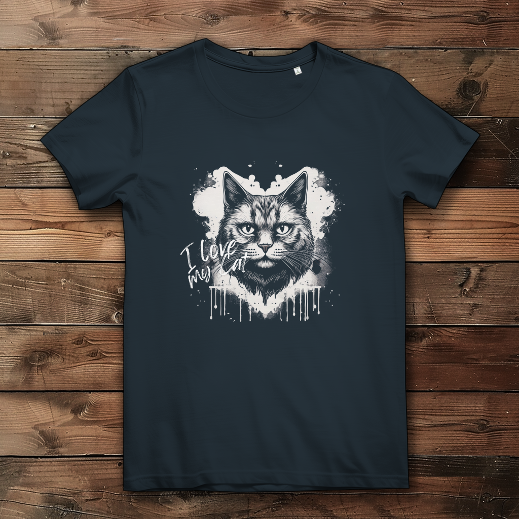 Damen Premium Bio T-Shirt I love my Cat - PetArt