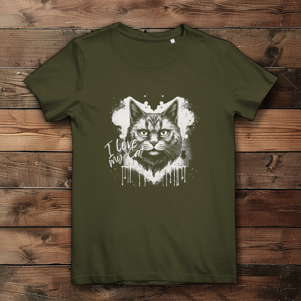 Damen Premium Bio T-Shirt I love my Cat - PetArt