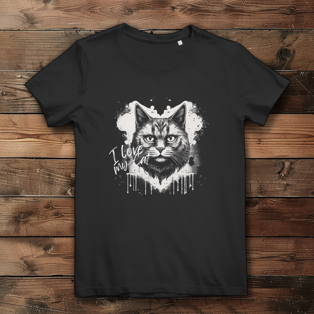 Damen Premium Bio T-Shirt I love my Cat - PetArt