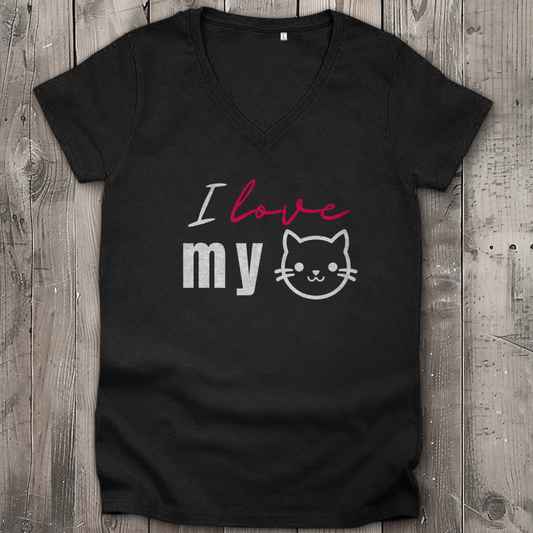 I love my Cat - Damen Premium Bio V-Neck T-Shirt