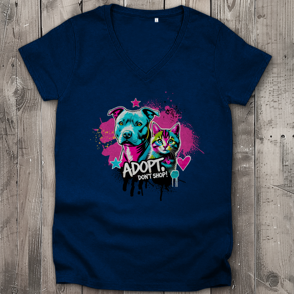 Adopt don't Shop  - Damen Premium Bio V-Neck T-Shirt