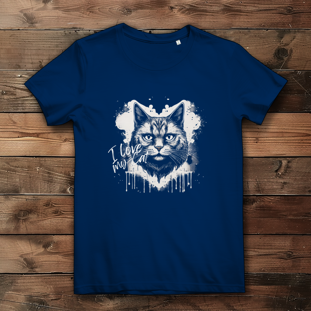 Damen Premium Bio T-Shirt I love my Cat - PetArt