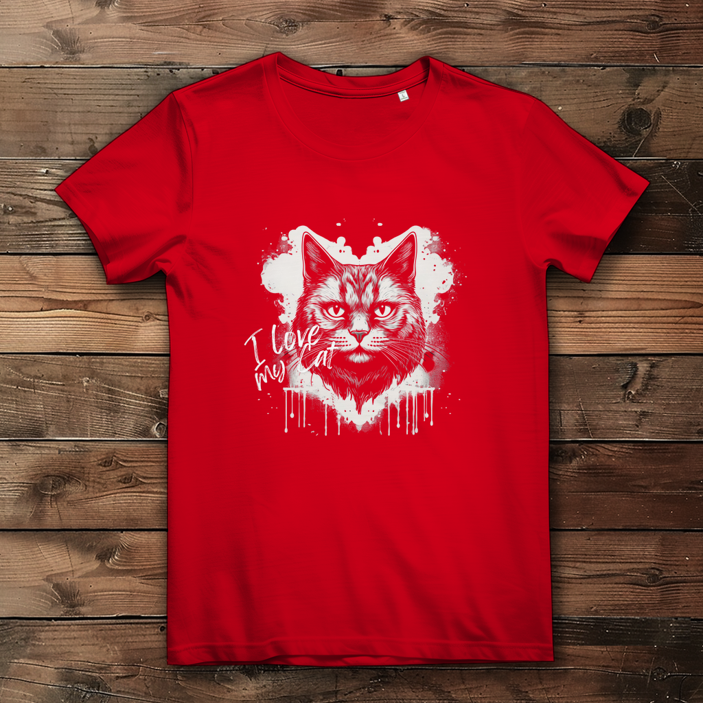 Damen Premium Bio T-Shirt I love my Cat - PetArt