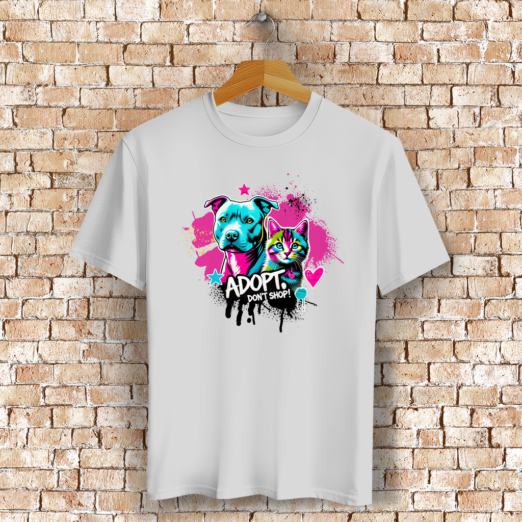 Unisex T-Shirt -  "Adopt don't Shop" - PetArt