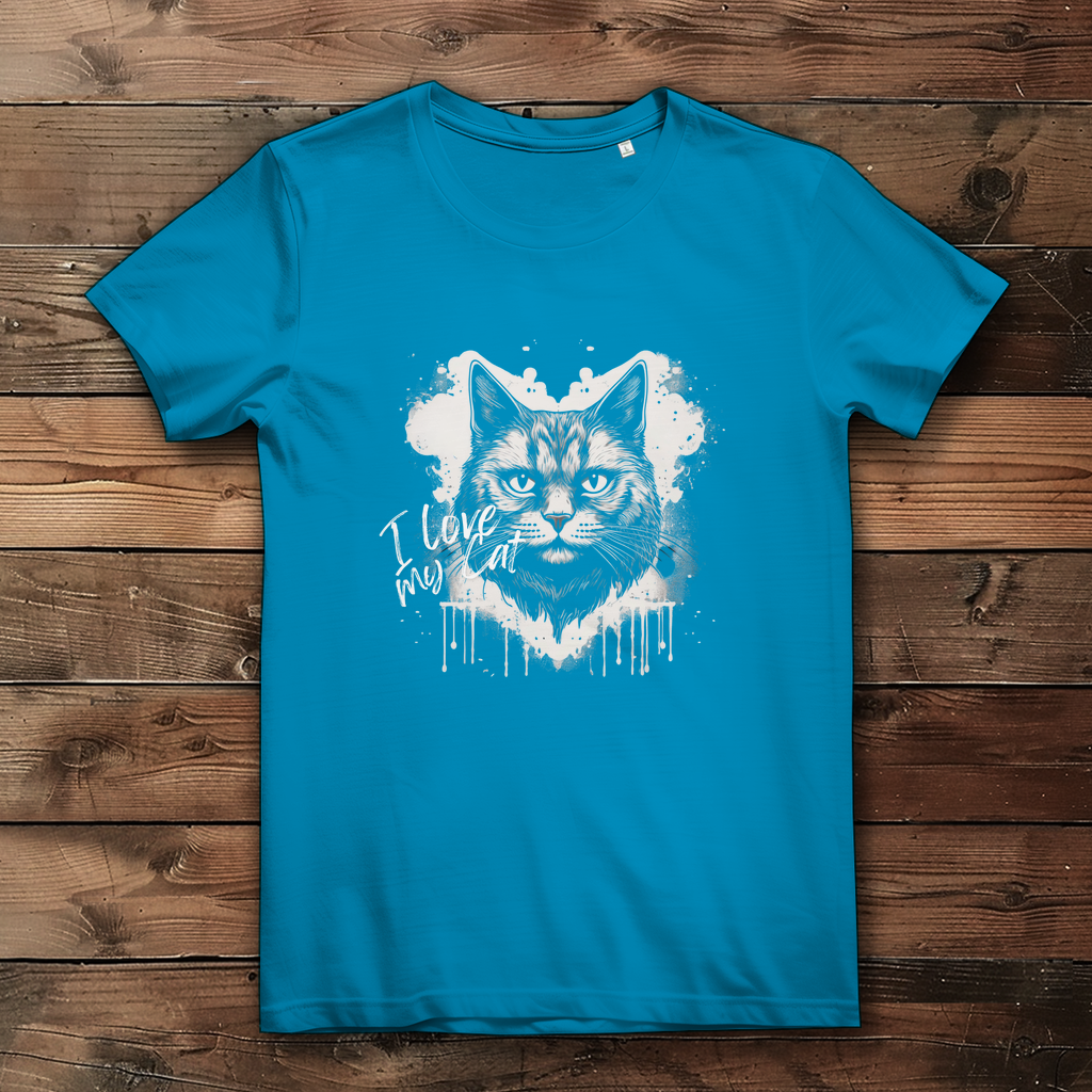 Damen Premium Bio T-Shirt I love my Cat - PetArt