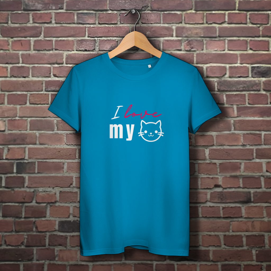 Damen Premium Bio T-Shirt I love my Cat - PetArt