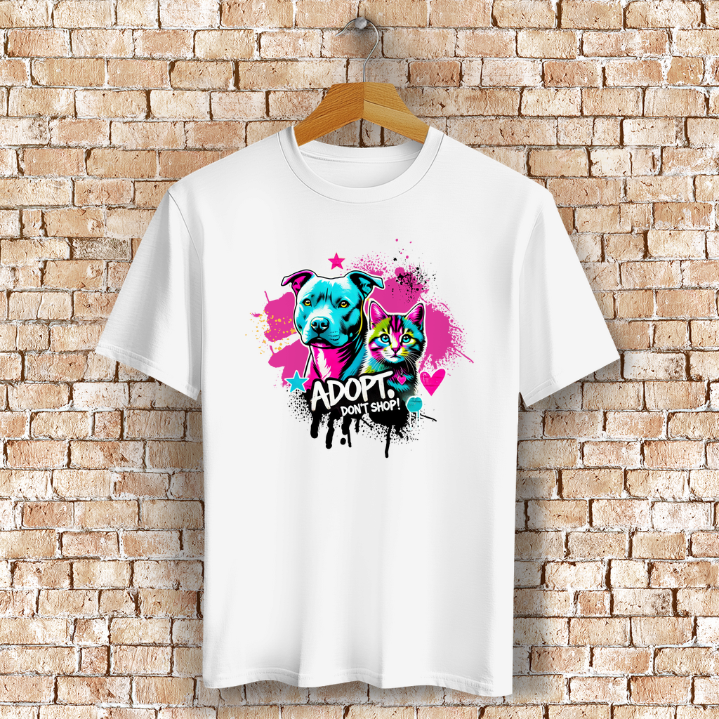 Unisex T-Shirt -  "Adopt don't Shop" - PetArt