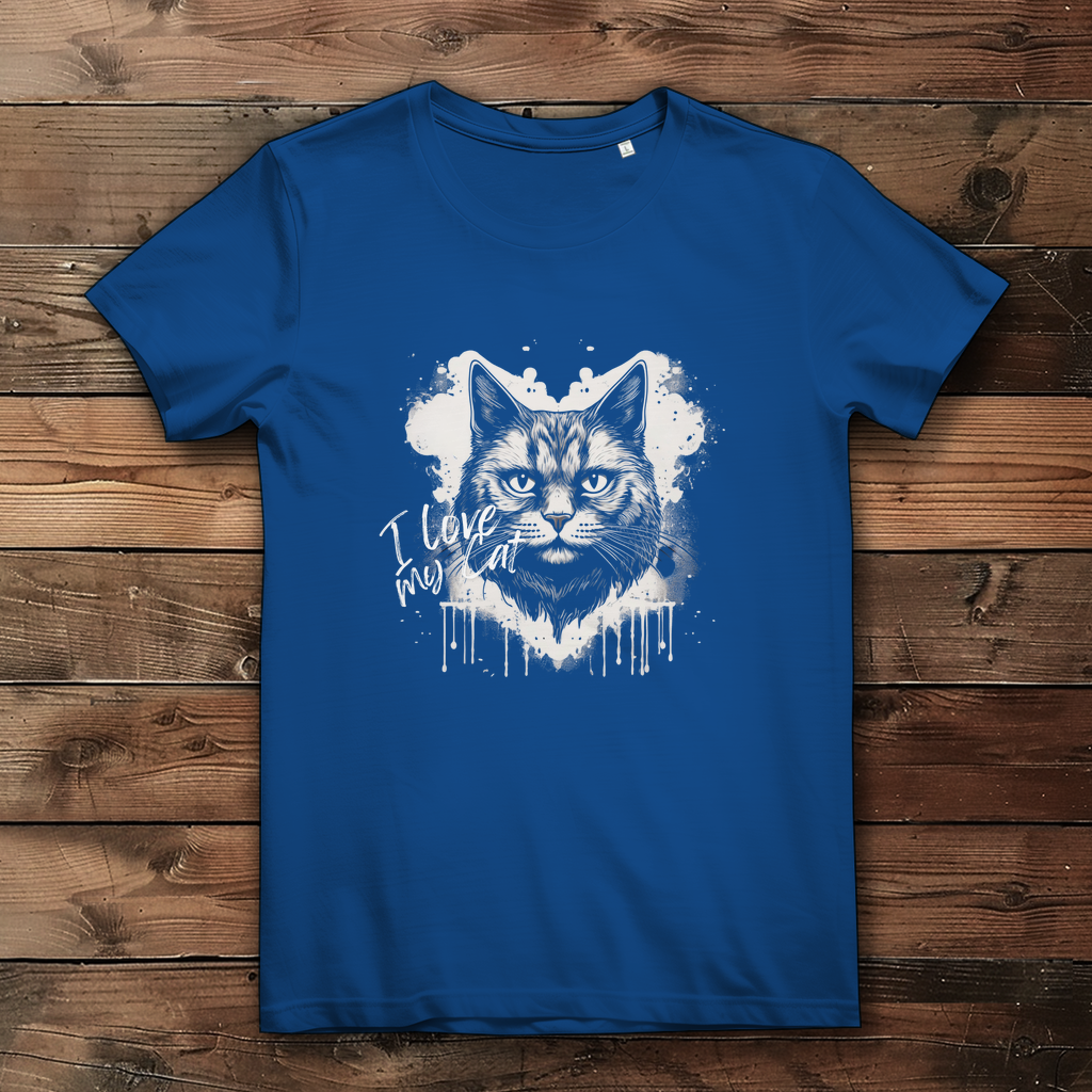 Damen Premium Bio T-Shirt I love my Cat - PetArt