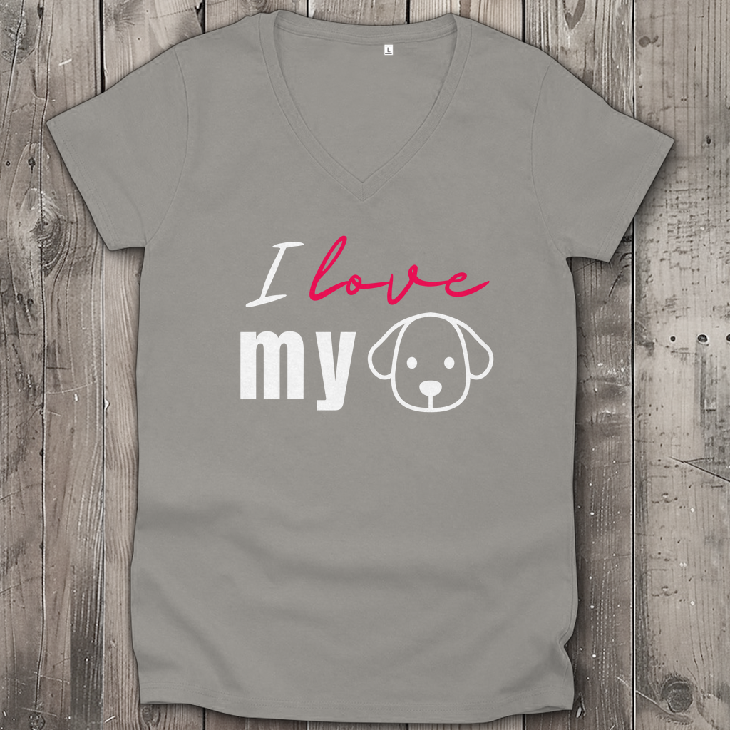 I love my Dog - Damen Premium Bio V-Neck T-Shirt