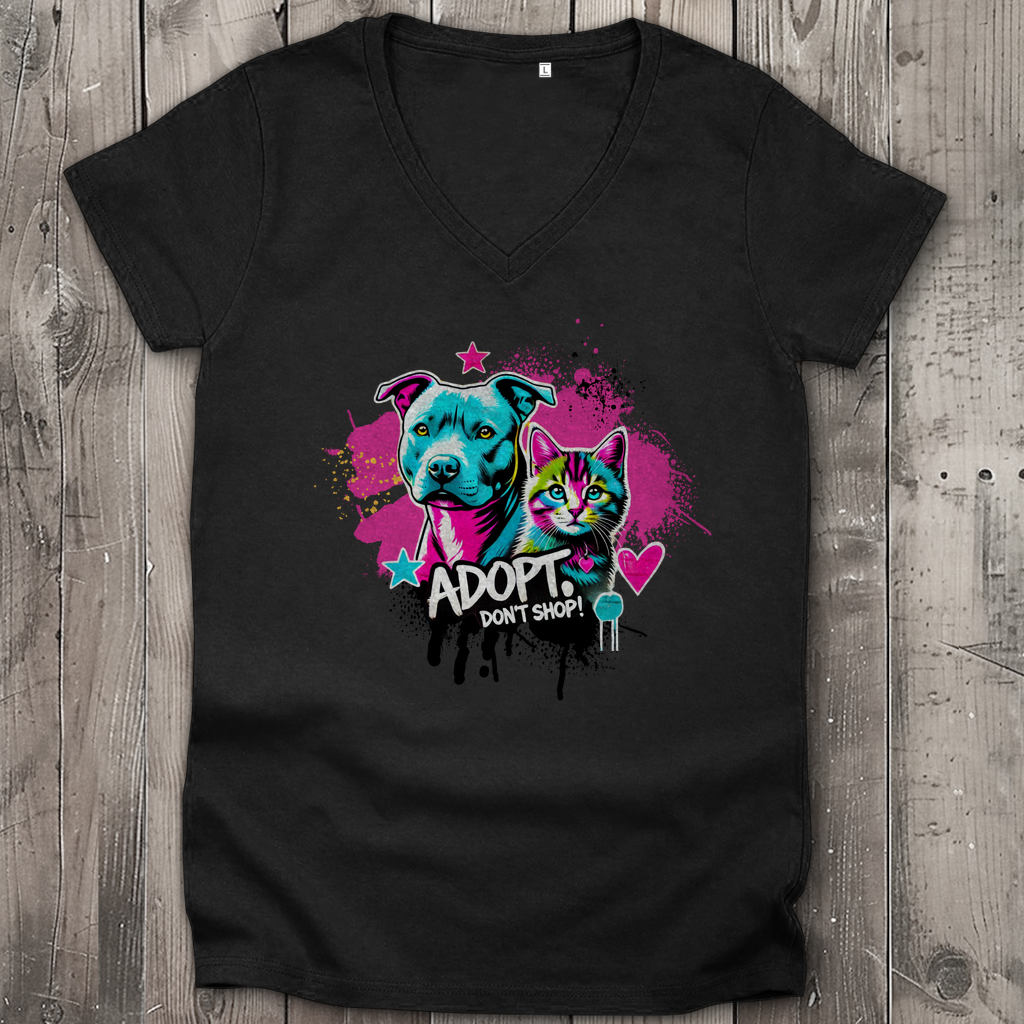Adopt don't Shop  - Damen Premium Bio V-Neck T-Shirt