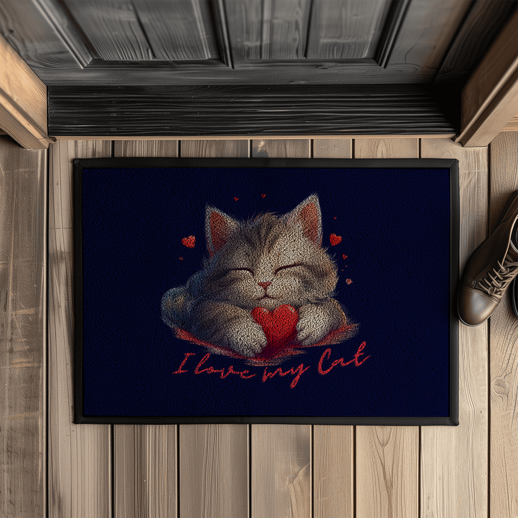 Fußmatte mit Gummirand - I love my Cat - PetArt