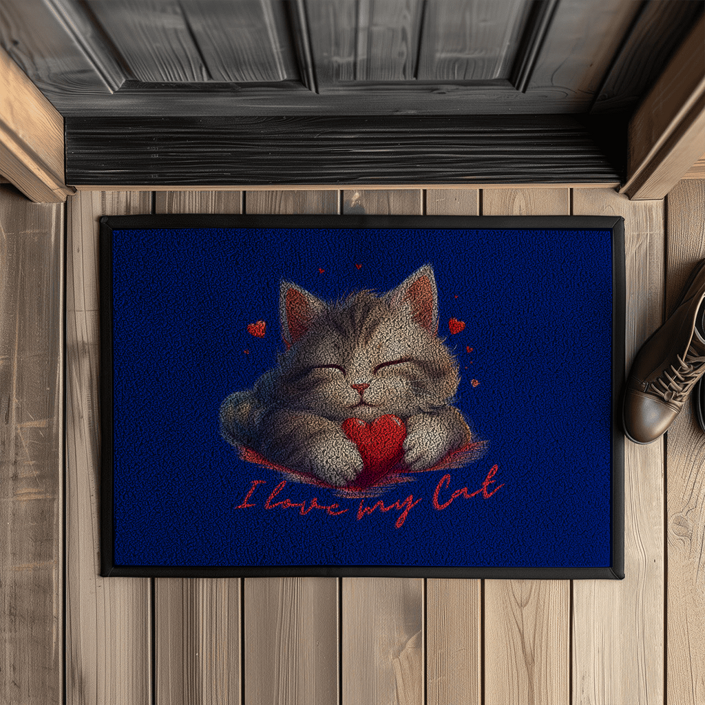 Fußmatte mit Gummirand - I love my Cat - PetArt
